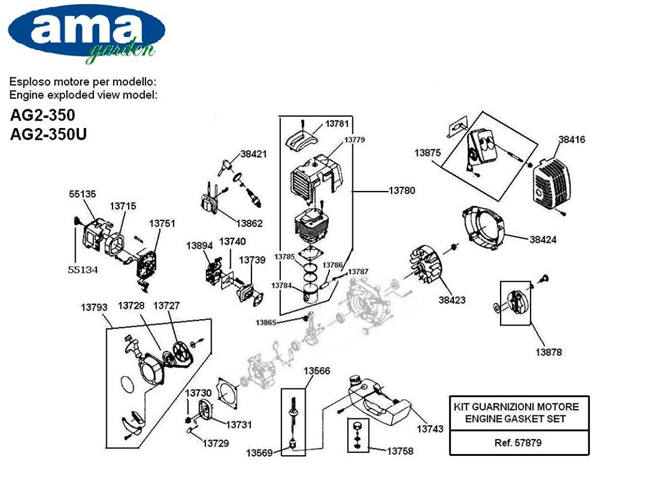 Immagine di Segmenti pistone per  33 CC AG-250/AG-250U - Cod. 13785